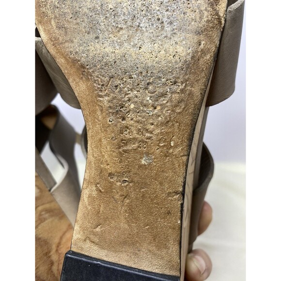 Vince Gwyn Leather Slingback Wooden Wedge Strappy Sandals women’s size 8 - Picture 9 of 9